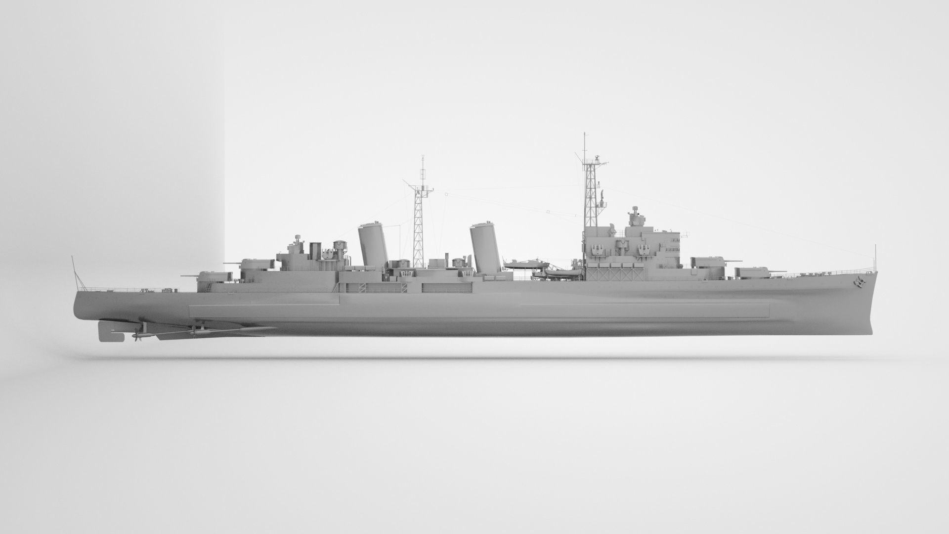 HMS Belfast Town Class Royal Navy Cruiser 3D model_9