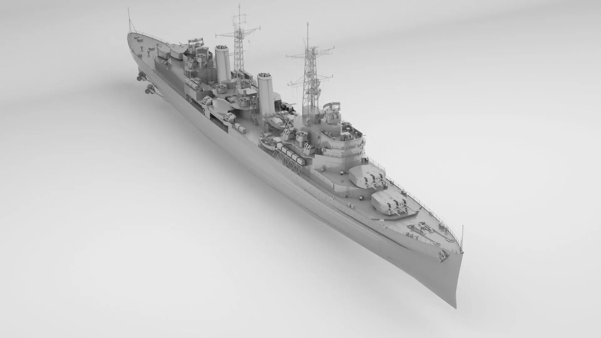HMS Belfast Town Class Royal Navy Cruiser 3D model_0