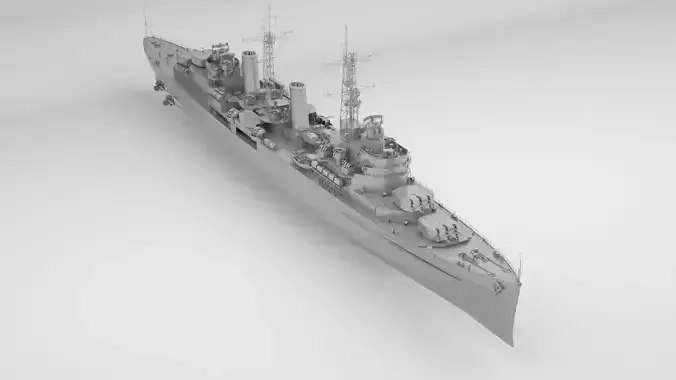HMS Belfast Town Class Royal Navy Cruiser 3D model