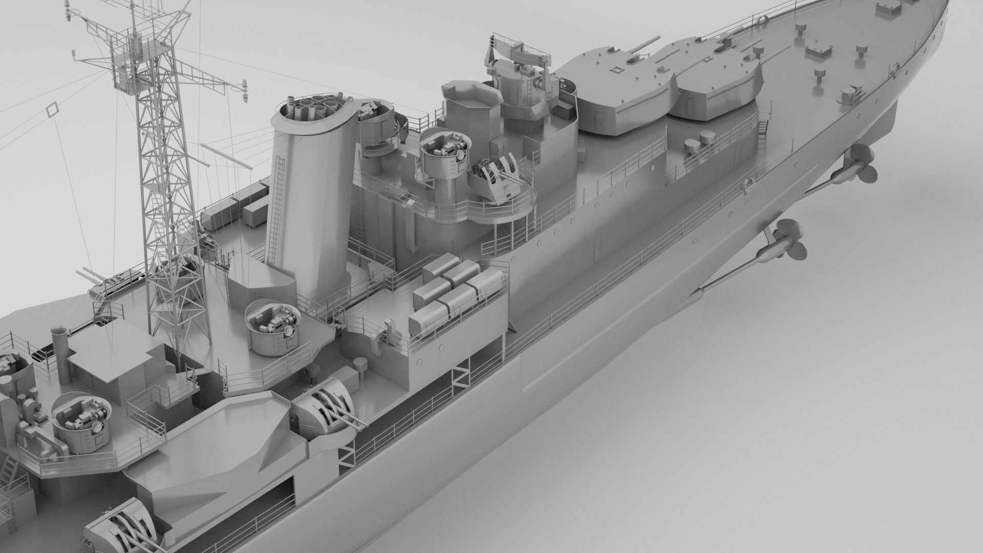 HMS Belfast Town Class Royal Navy Cruiser 3D model_6