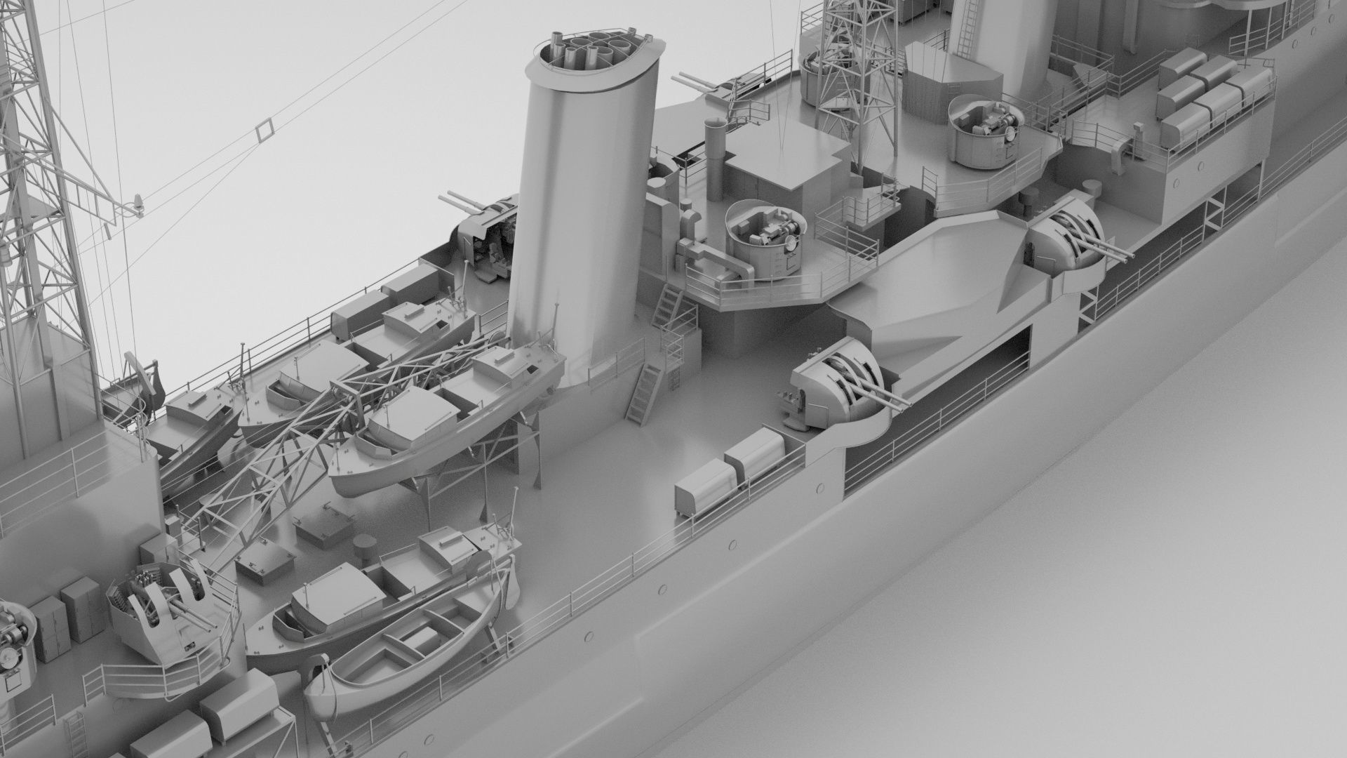HMS Belfast Town Class Royal Navy Cruiser 3D model_5
