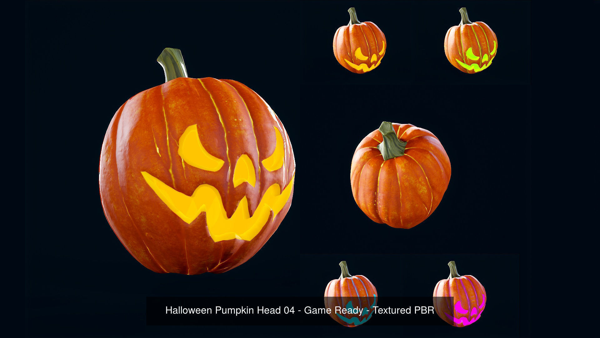 Halloween Pumpkin Head - Pack - Game Ready - Textured PBR 3D Model Collection_10