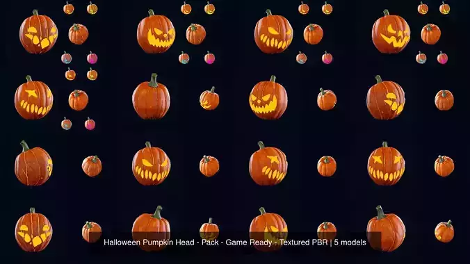 Halloween Pumpkin Head - Pack - Game Ready - Textured PBR