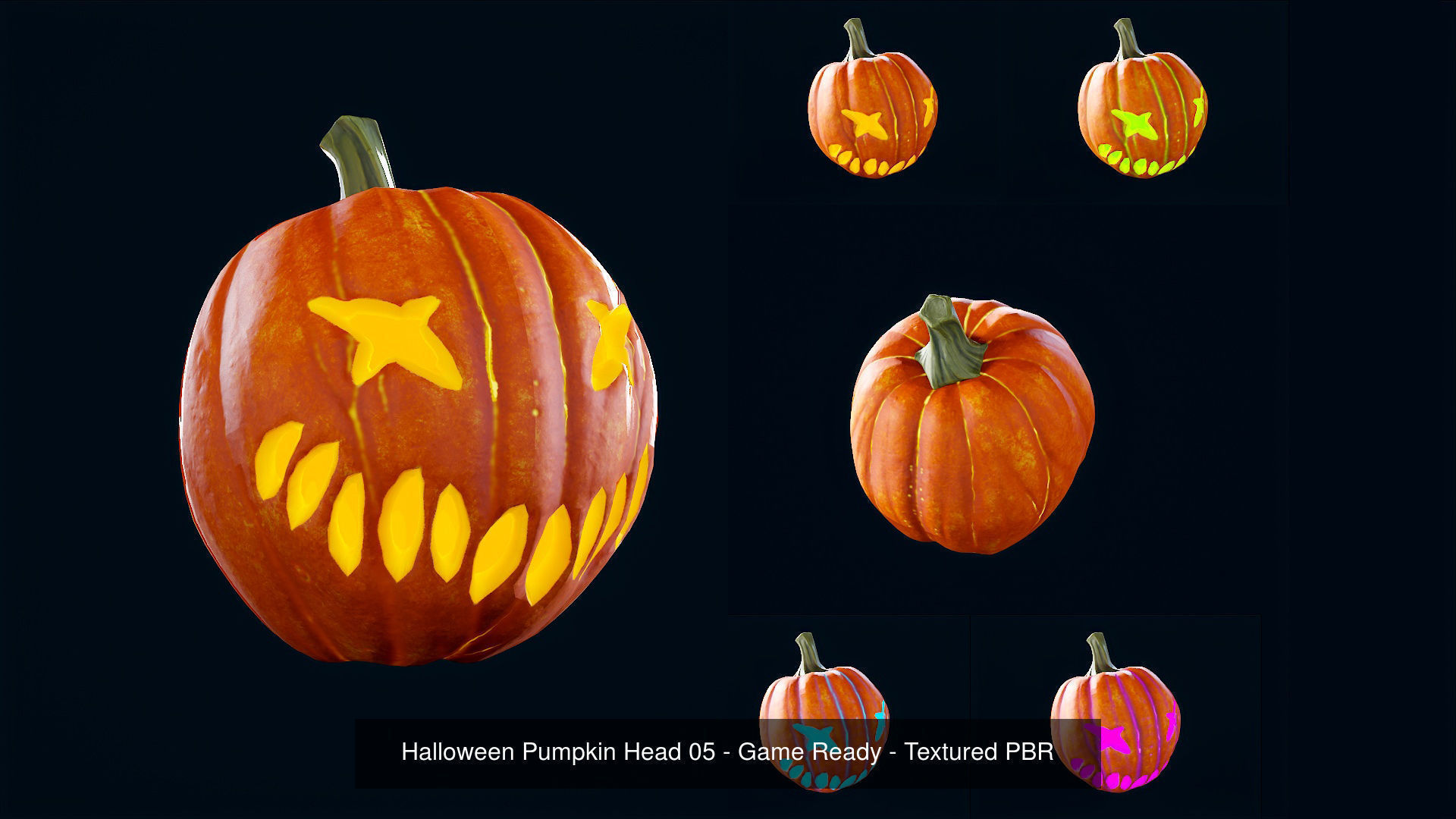 Halloween Pumpkin Head - Pack - Game Ready - Textured PBR 3D Model Collection_11