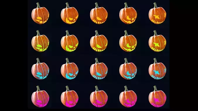 Halloween Pumpkin Head - Pack - Game Ready - Textured PBR 3D Model Collection