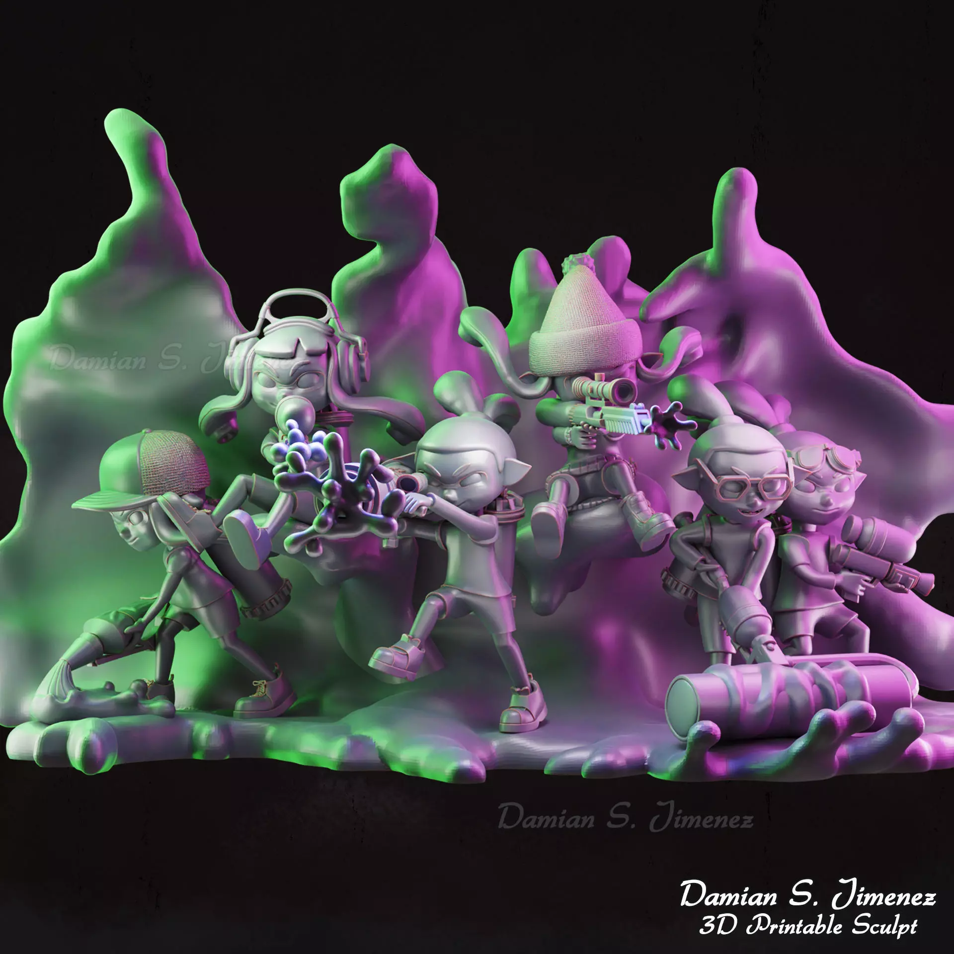 Splatoon 3 Diorama 3D Print stl Splatoon 3D Model 3D print model_0
