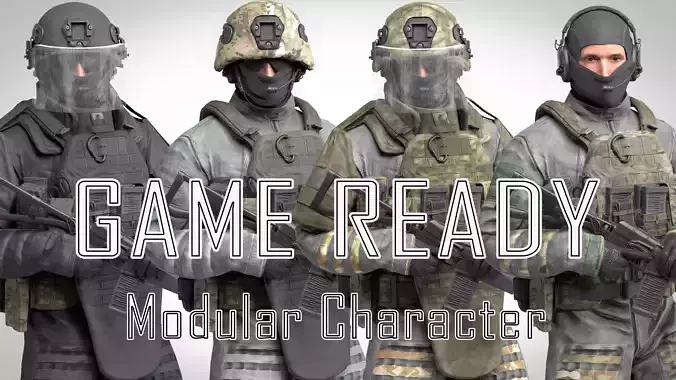 MILITARY Game Ready Character Russian Assault Soldier Low-poly 3D model