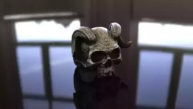 Alexander the Horned Skull Ring Stl 3D Model Silver Casting 3D  3D print model  Alexander the Horned Skull Ring Stl 3D Model Silver Casting 3D  3D print model