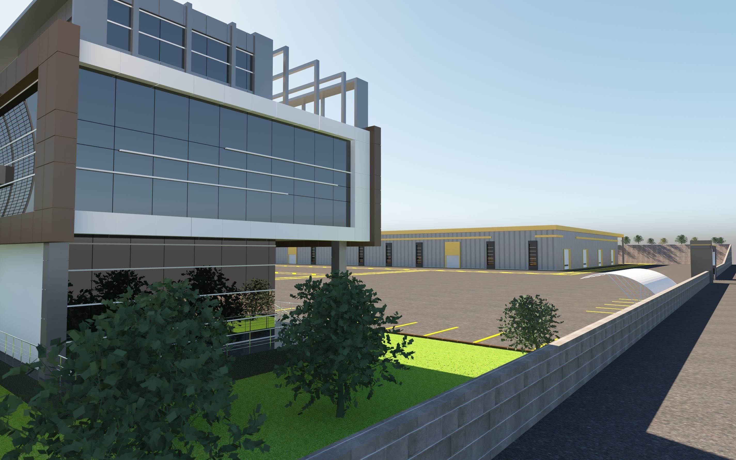 3D Generic Factory Executive Building model 3D model_2