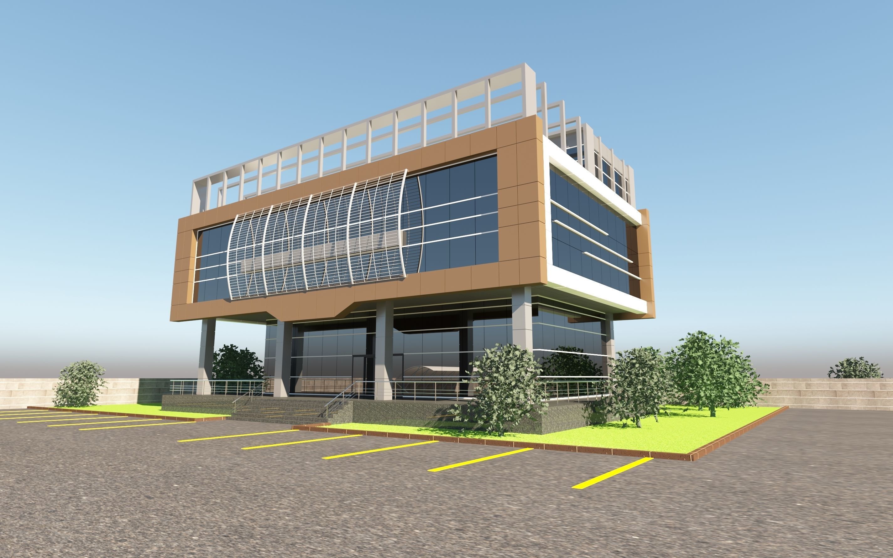 3D Generic Factory Executive Building model 3D model_1