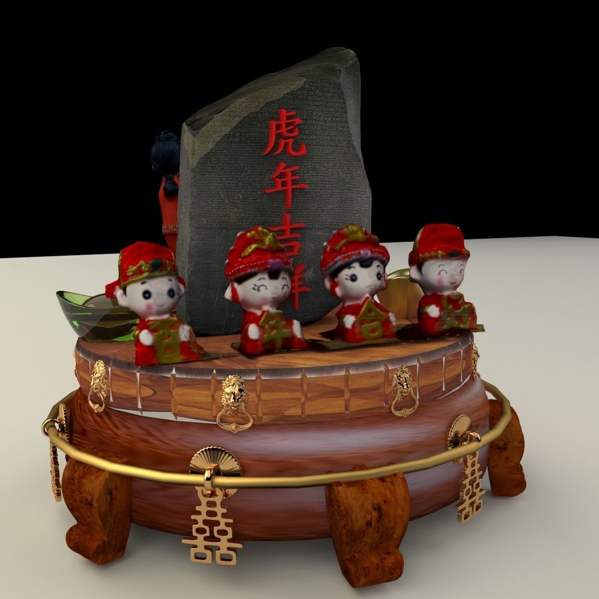 Chinese wedding dolls 3D model_5