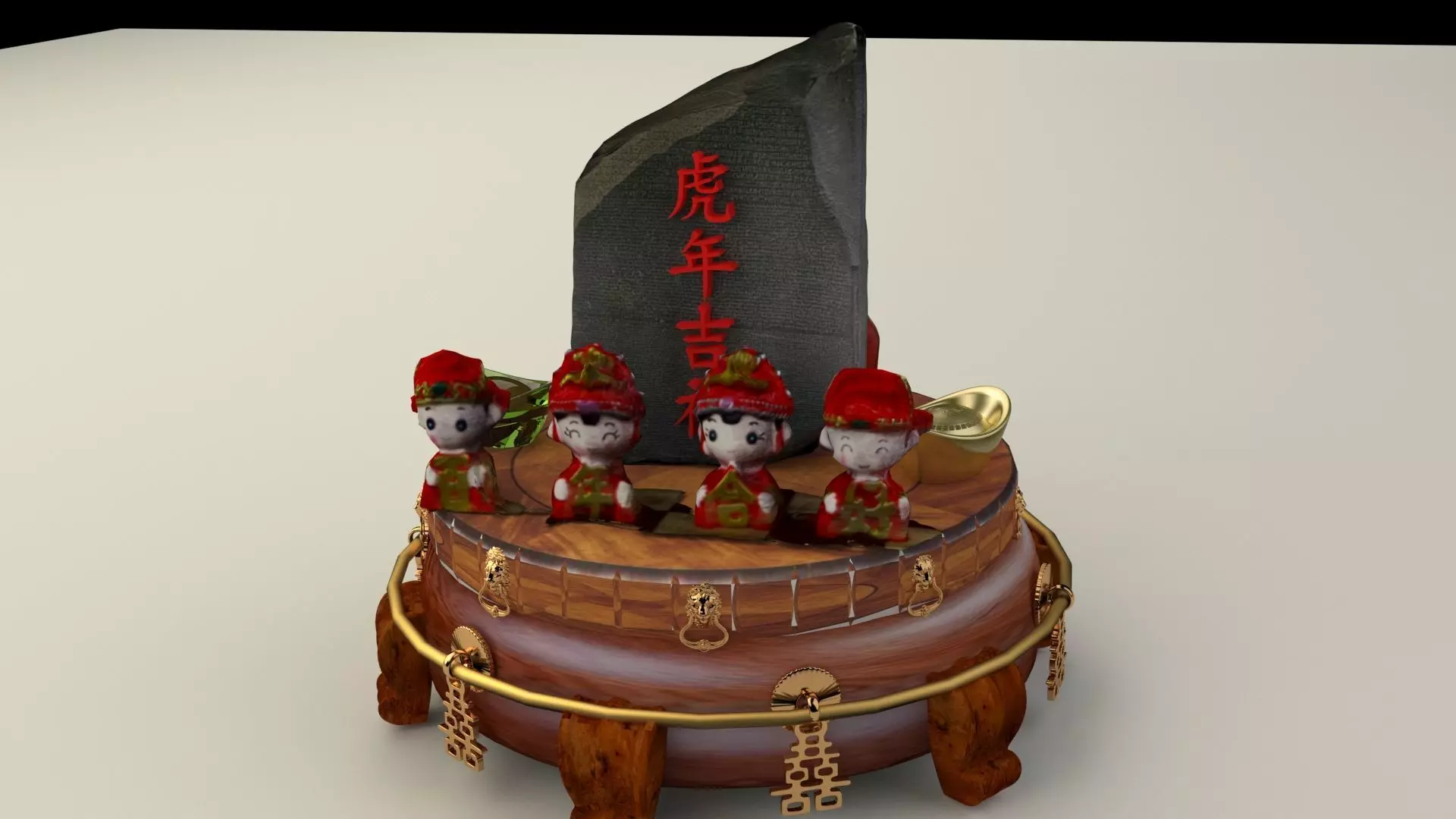 Chinese wedding dolls 3D model_0