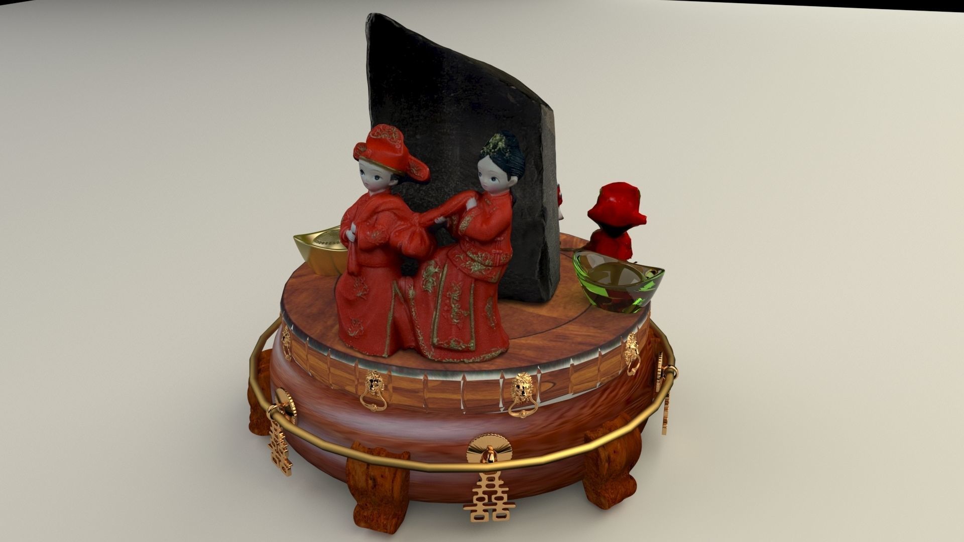 Chinese wedding dolls 3D model_1