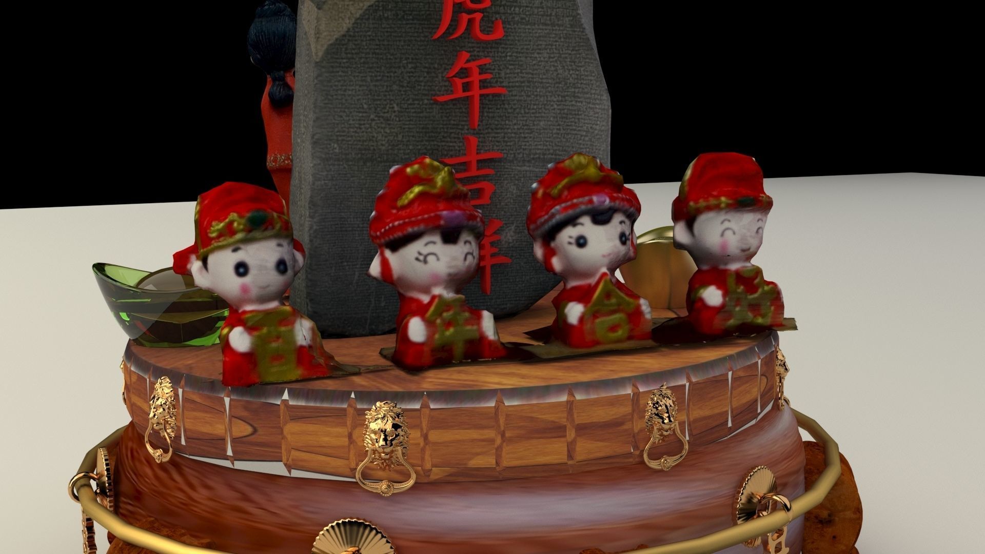 Chinese wedding dolls 3D model_4