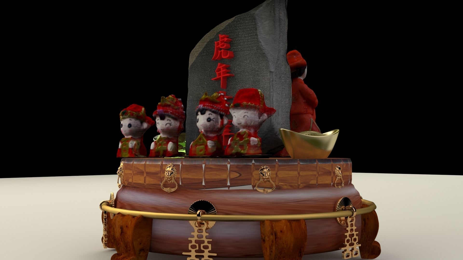 Chinese wedding dolls 3D model_2