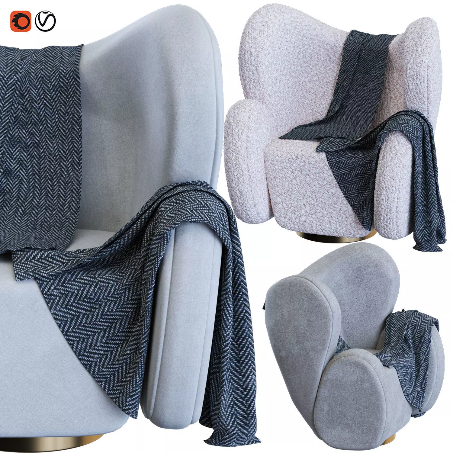 BIG BIG CHAIR Fabric armchair By NORR11 Low-poly 3D model