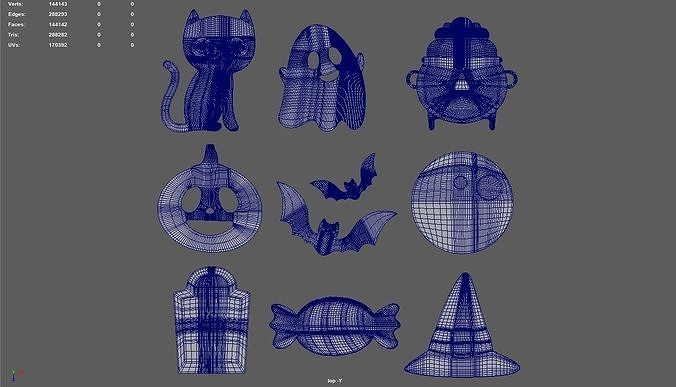 Halloween Candies Pack 01 Low-poly 3D model 3