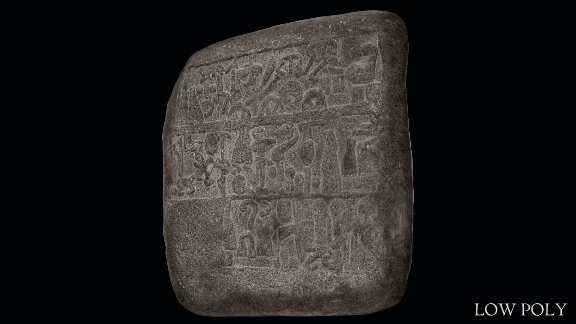 Luwian Hieroglyphic Slab Low-poly 3D model_34