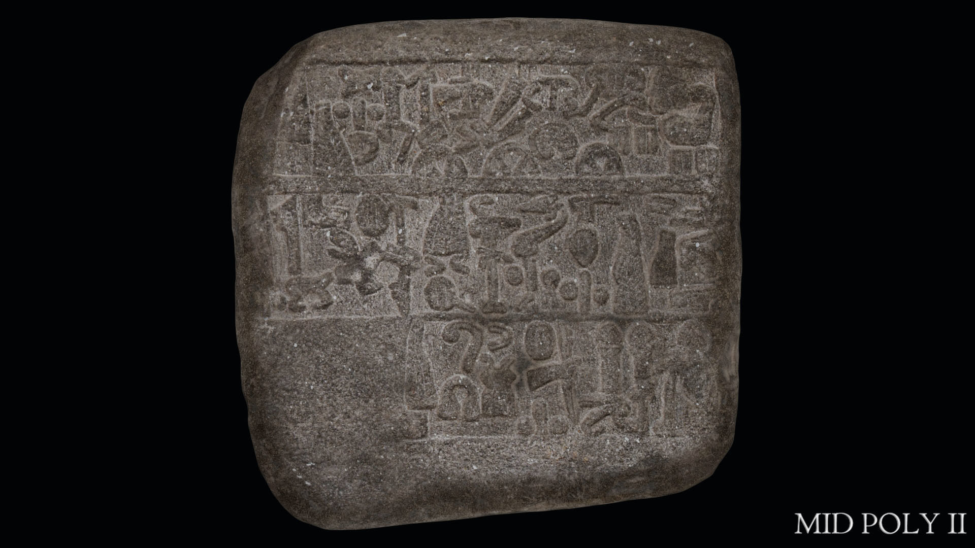 Luwian Hieroglyphic Slab Low-poly 3D model_46