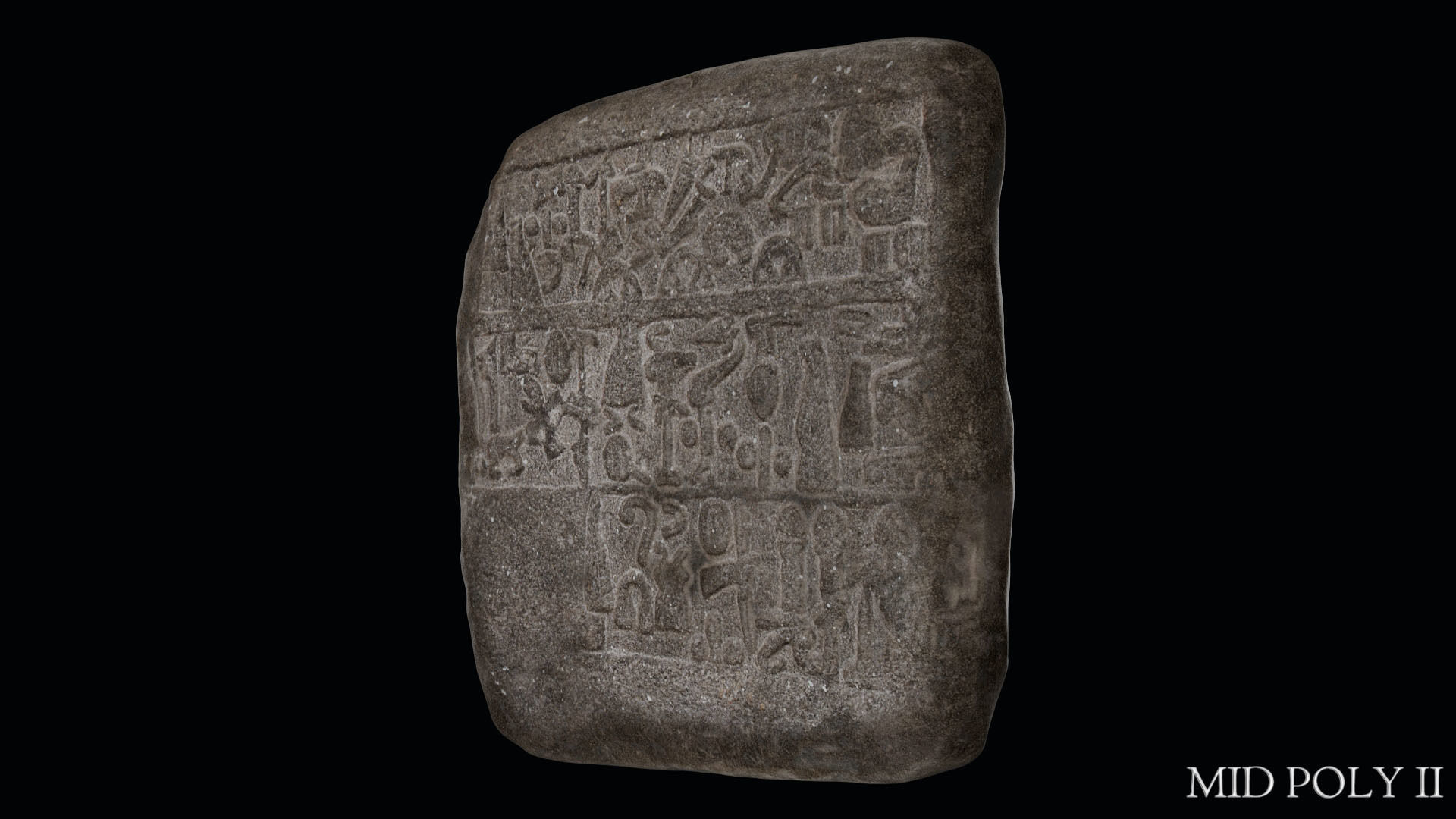 Luwian Hieroglyphic Slab Low-poly 3D model_47