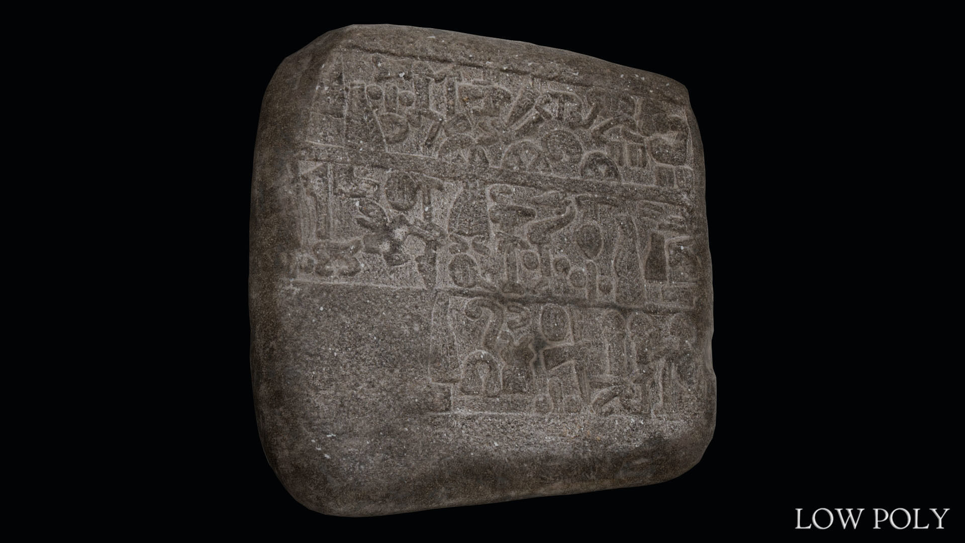 Luwian Hieroglyphic Slab Low-poly 3D model_18