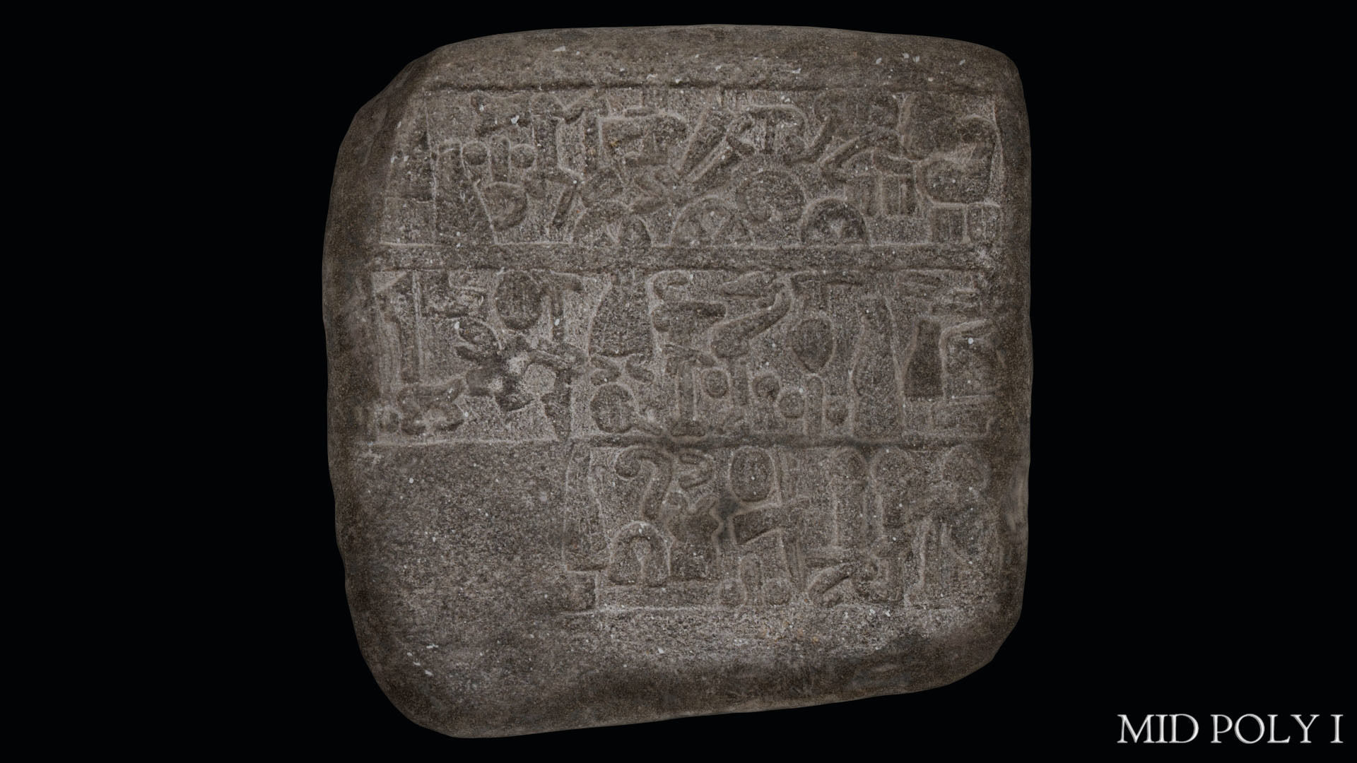 Luwian Hieroglyphic Slab Low-poly 3D model_40