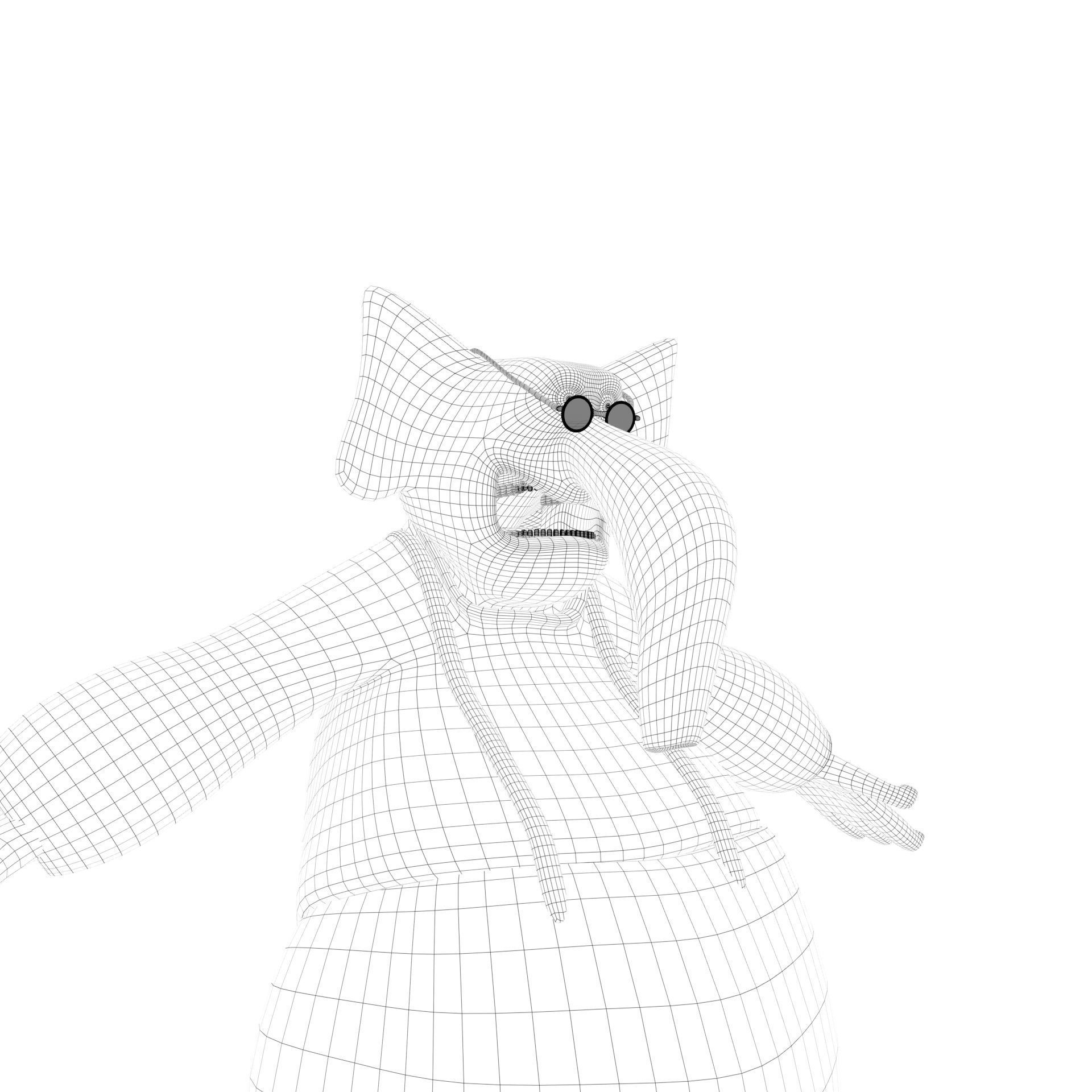 character for elephant with teshirt and pantalon and get glasses Low-poly 3D model_16