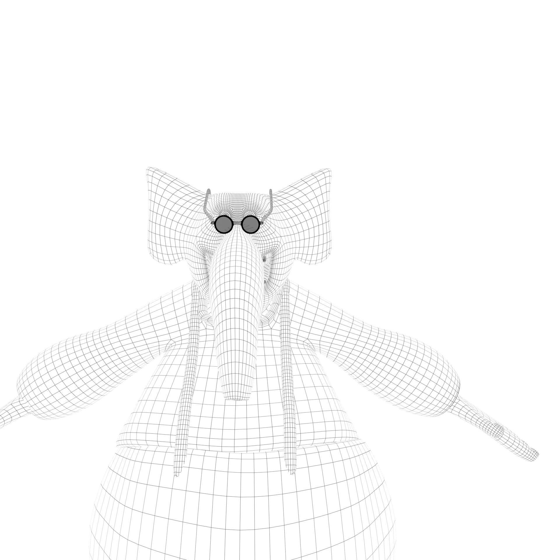 character for elephant with teshirt and pantalon and get glasses Low-poly 3D model_17