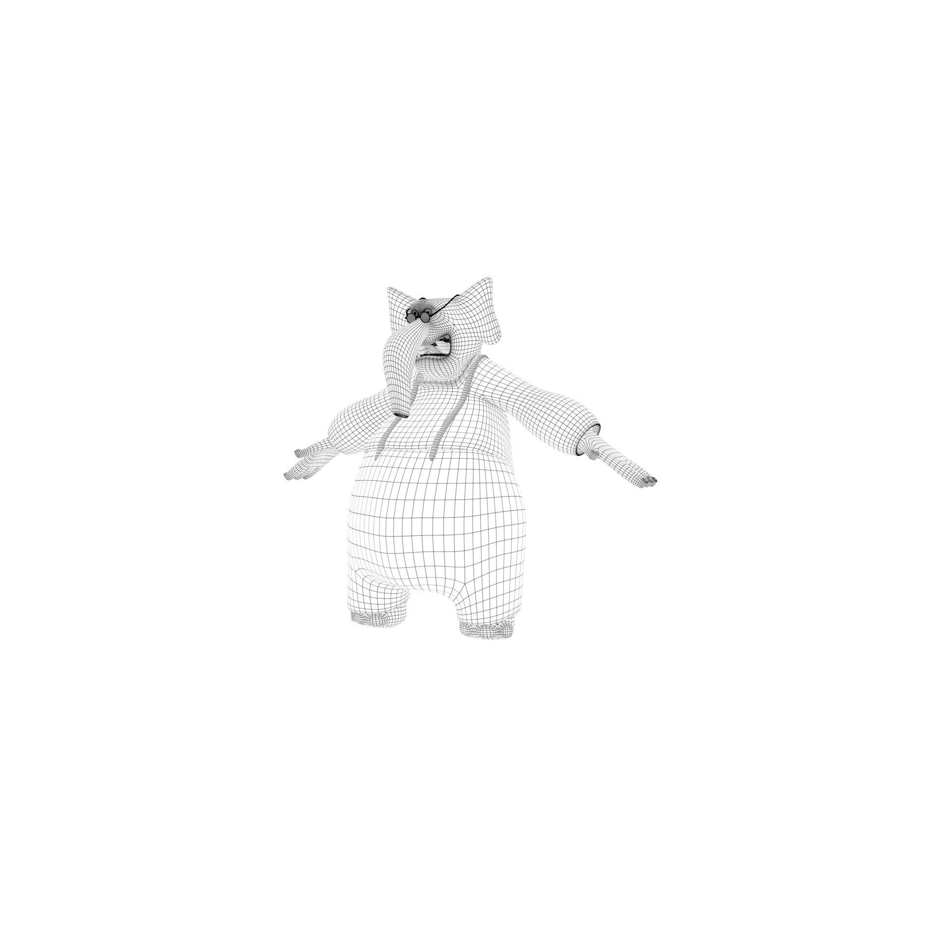 character for elephant with teshirt and pantalon and get glasses Low-poly 3D model_11