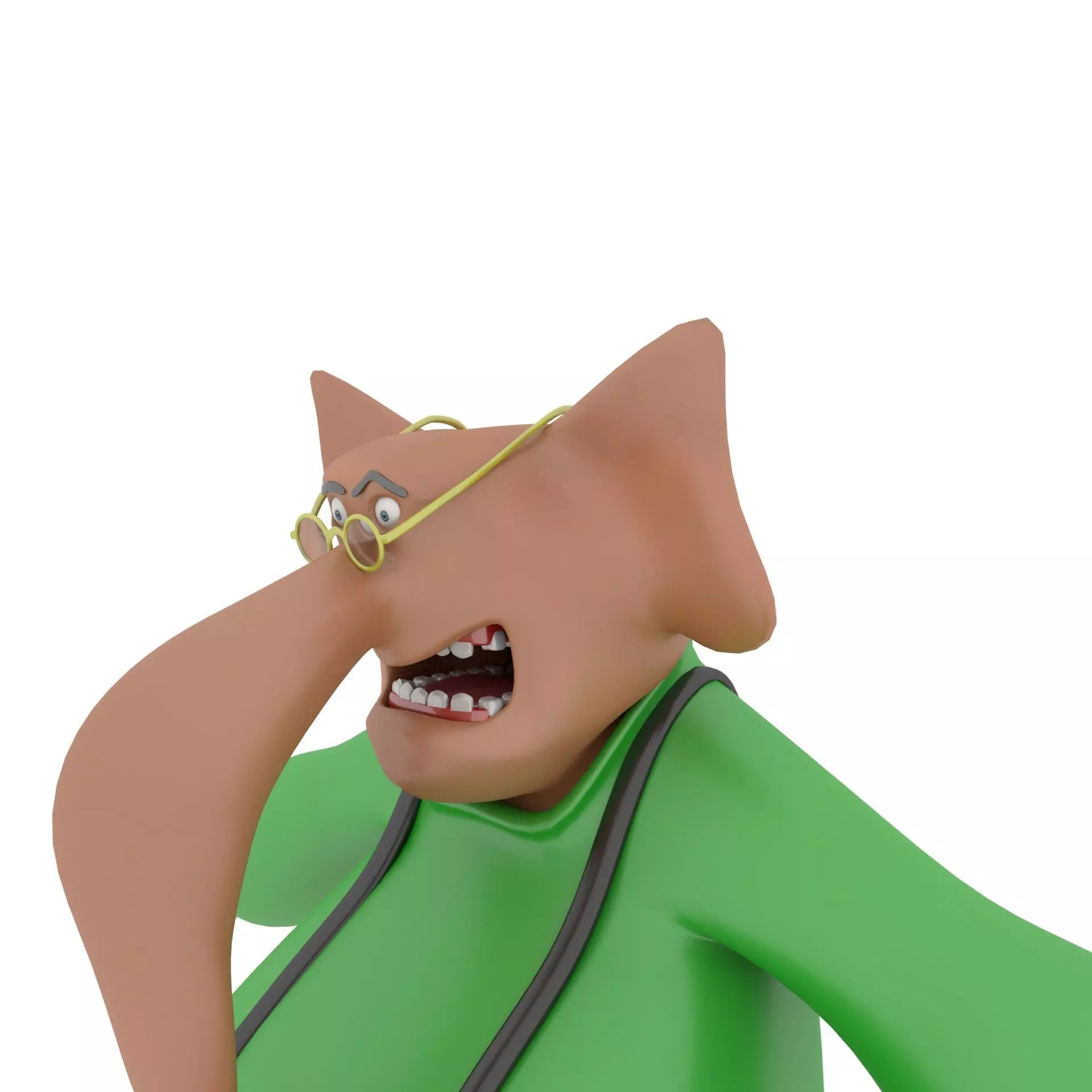 character for elephant with teshirt and pantalon and get glasses Low-poly 3D model_0