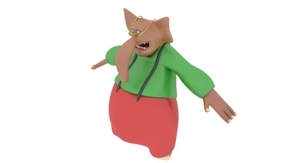 character for elephant with teshirt and pantalon and get glasses Low-poly 3D model_2