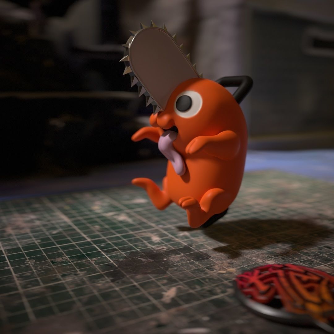 Pochita from chainsaw man anime 3D print model_3