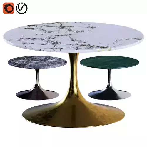 Modern Round Marble Eero Saarinen Pedestal Table Low-poly 3D model
