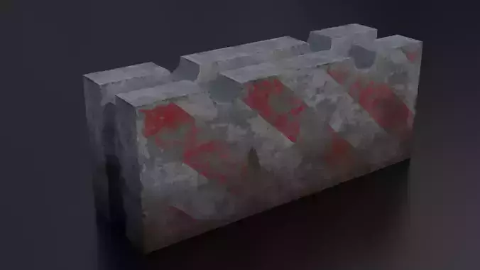 Concrete road block low-poly