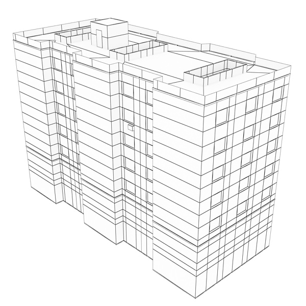 Building apartment with roof Low-poly 3D model_14