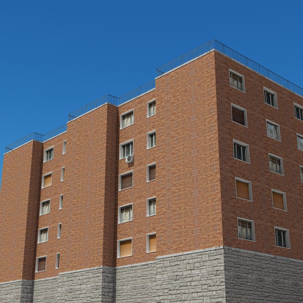 Building apartment with roof Low-poly 3D model_9