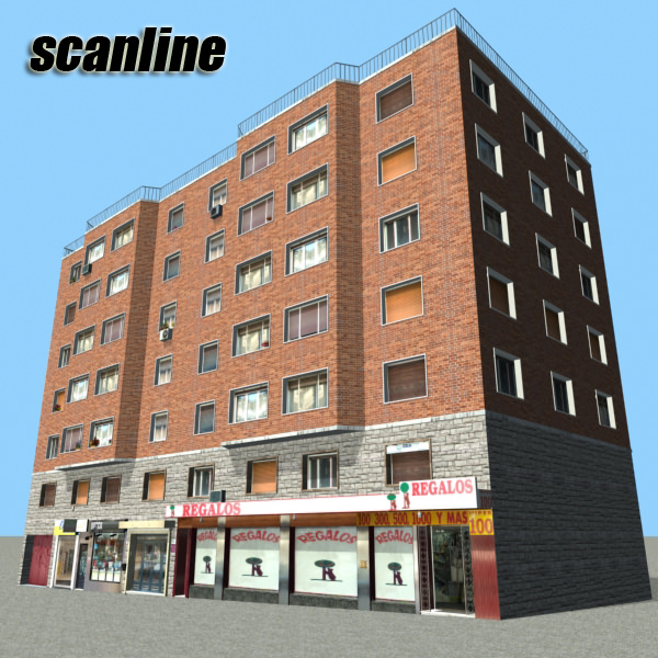 Building apartment with roof Low-poly 3D model_10