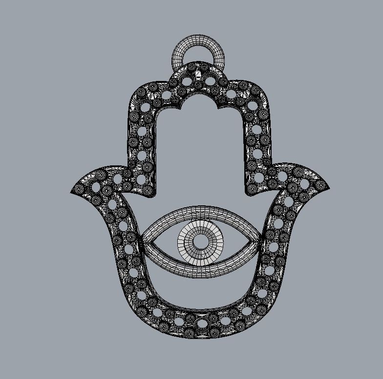 Hamsa Hand Pendant 3D print model_10