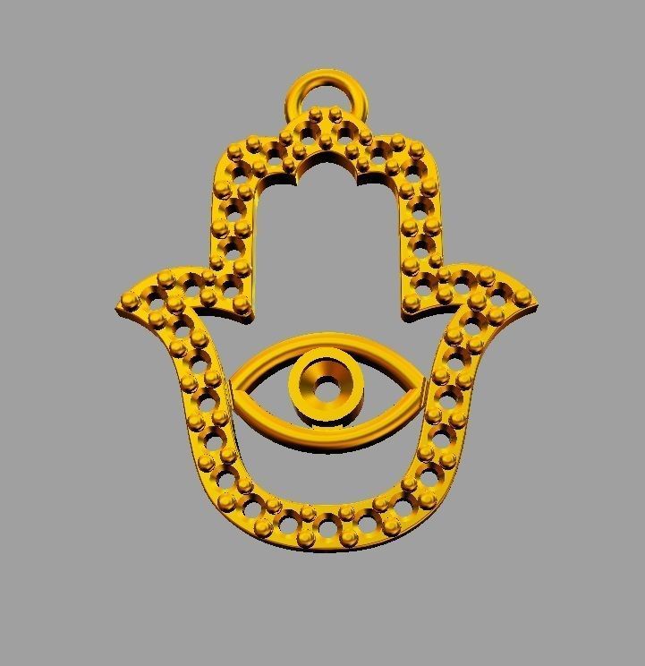 Hamsa Hand Pendant 3D print model_8