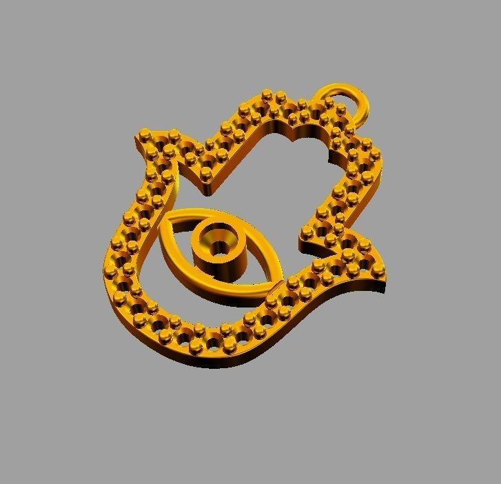 Hamsa Hand Pendant 3D print model_6