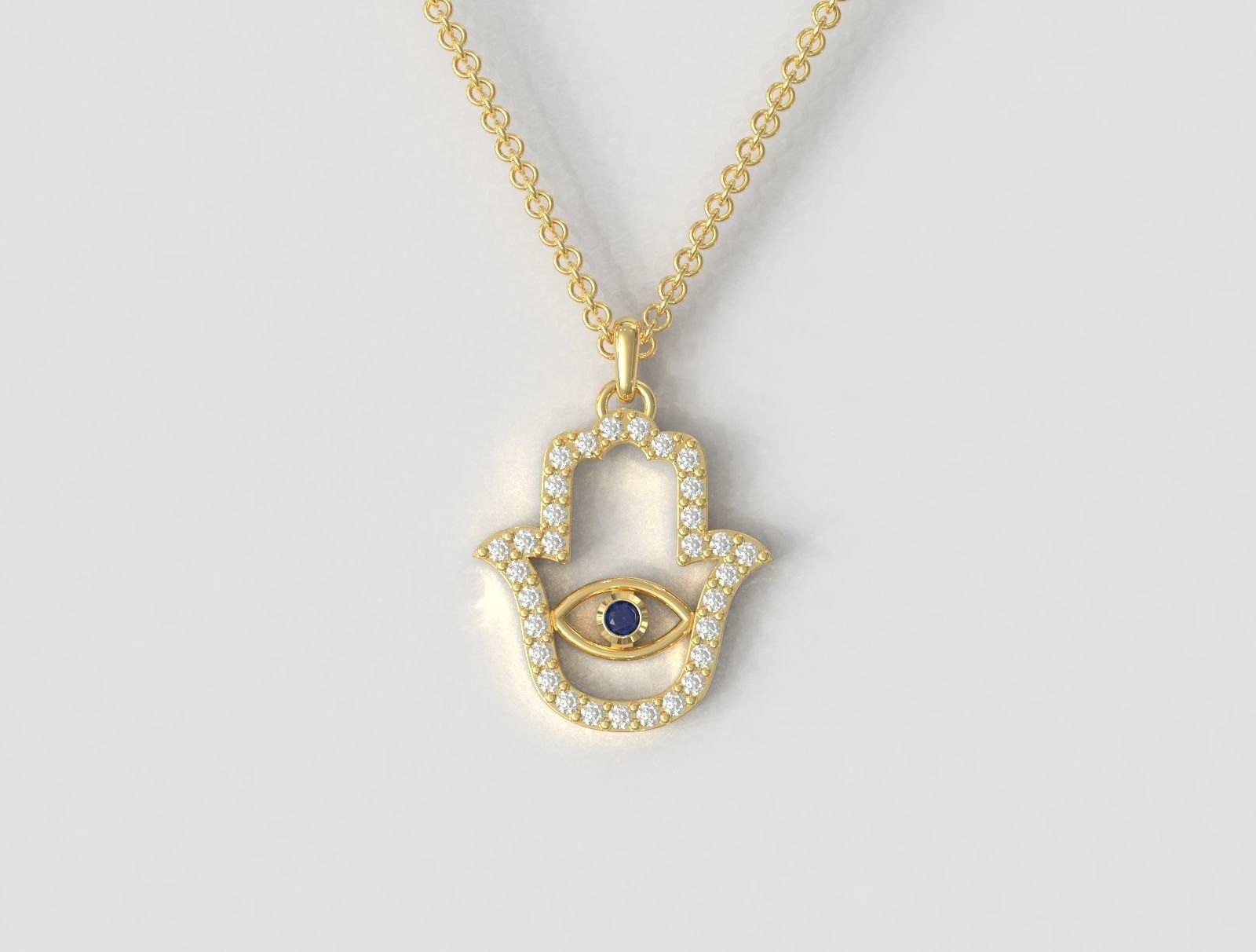 Hamsa Hand Pendant 3D print model_1