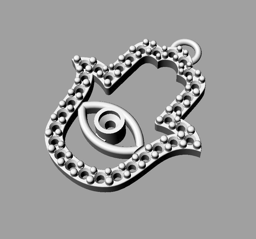 Hamsa Hand Pendant 3D print model_13