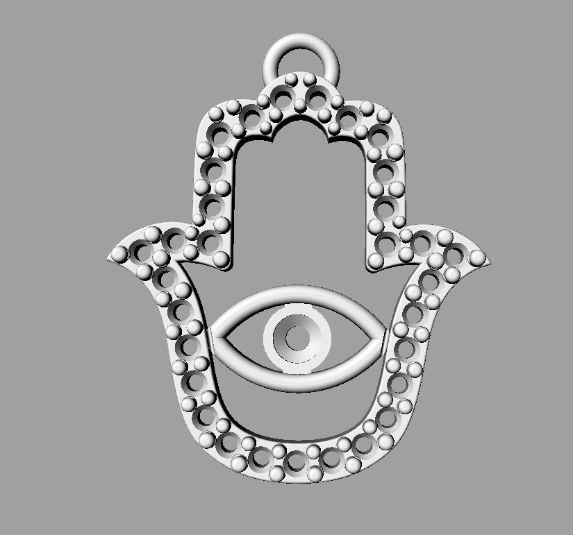 Hamsa Hand Pendant 3D print model_12