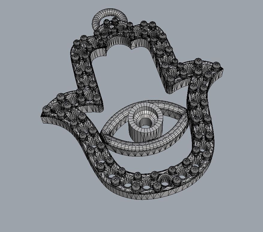 Hamsa Hand Pendant 3D print model_9