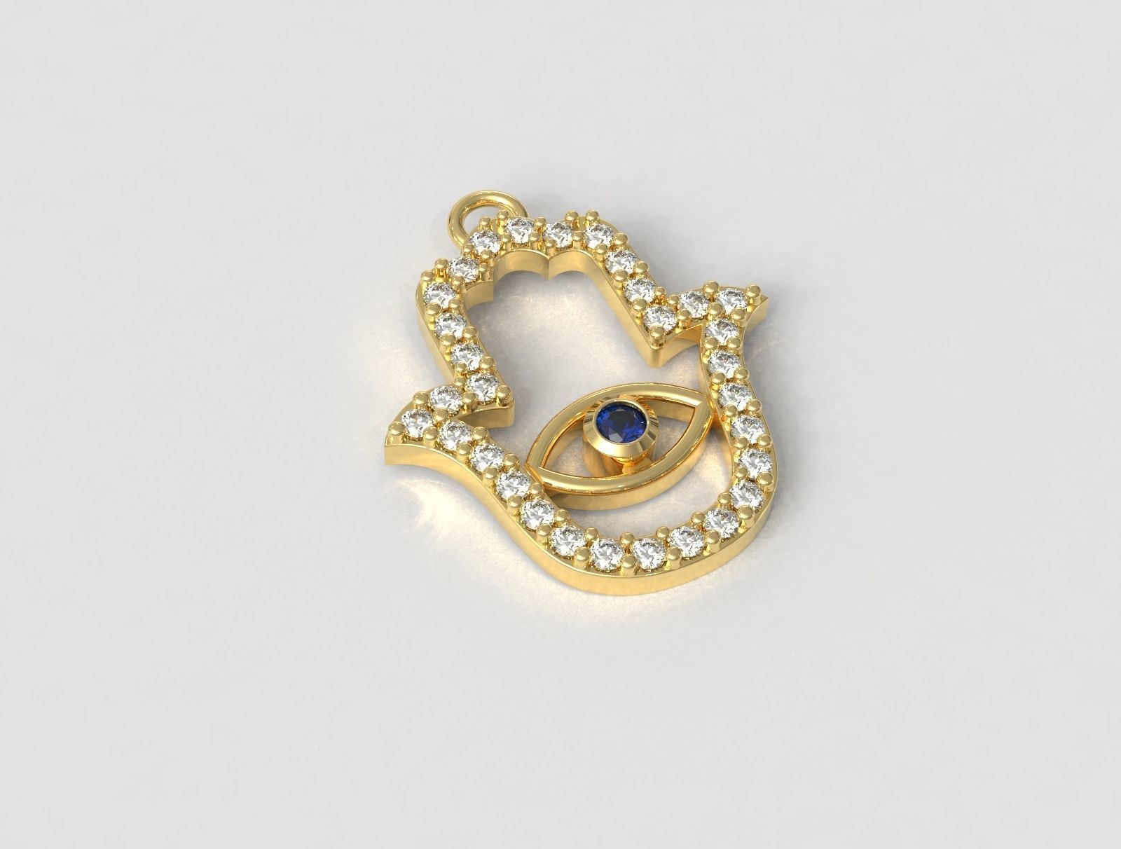 Hamsa Hand Pendant 3D print model_2