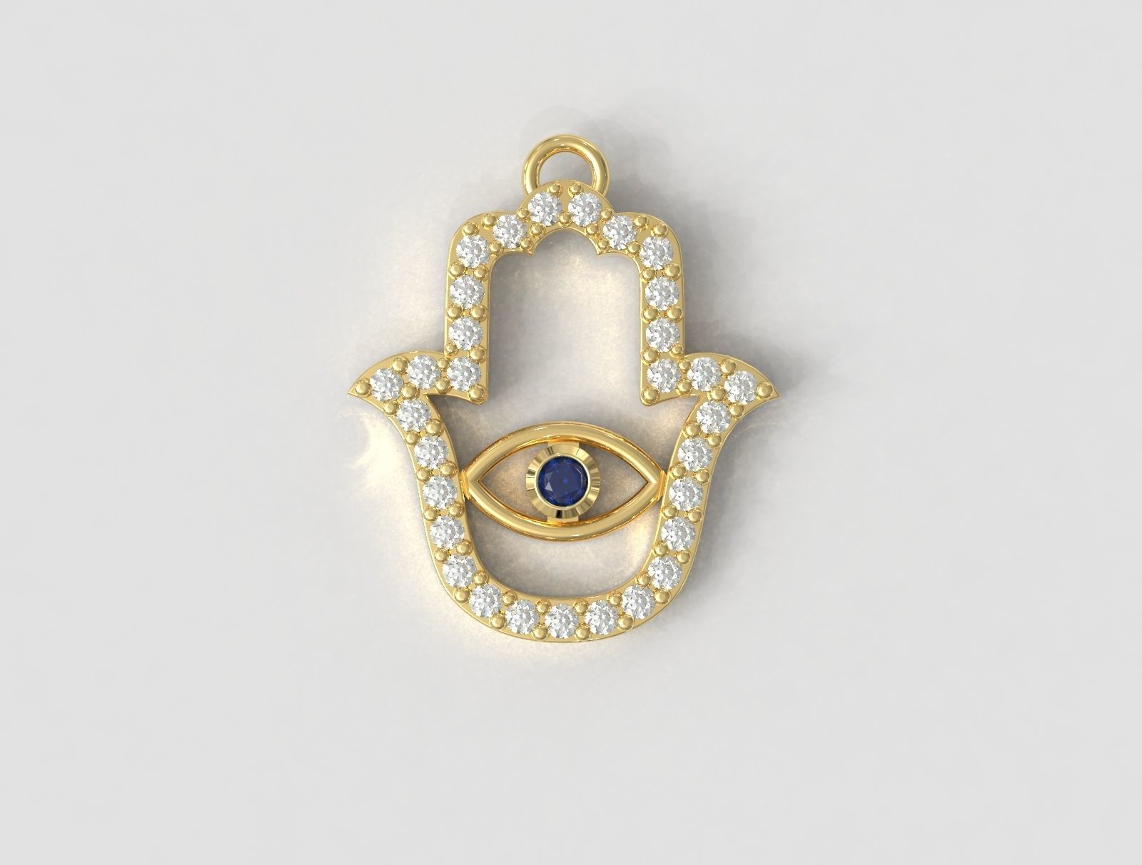 Hamsa Hand Pendant 3D print model_3