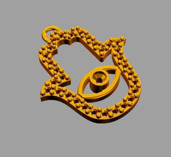 Hamsa Hand Pendant 3D print model_7
