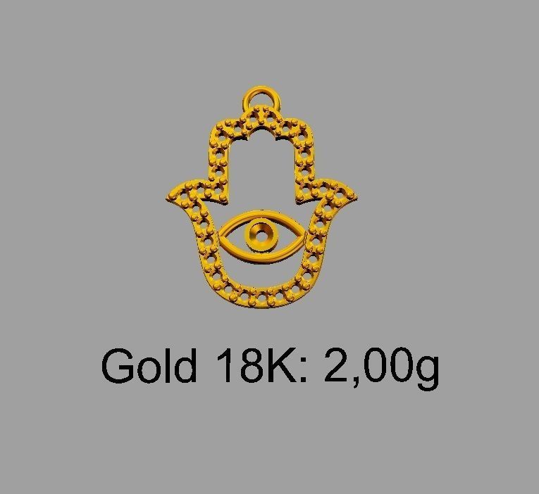 Hamsa Hand Pendant 3D print model_5
