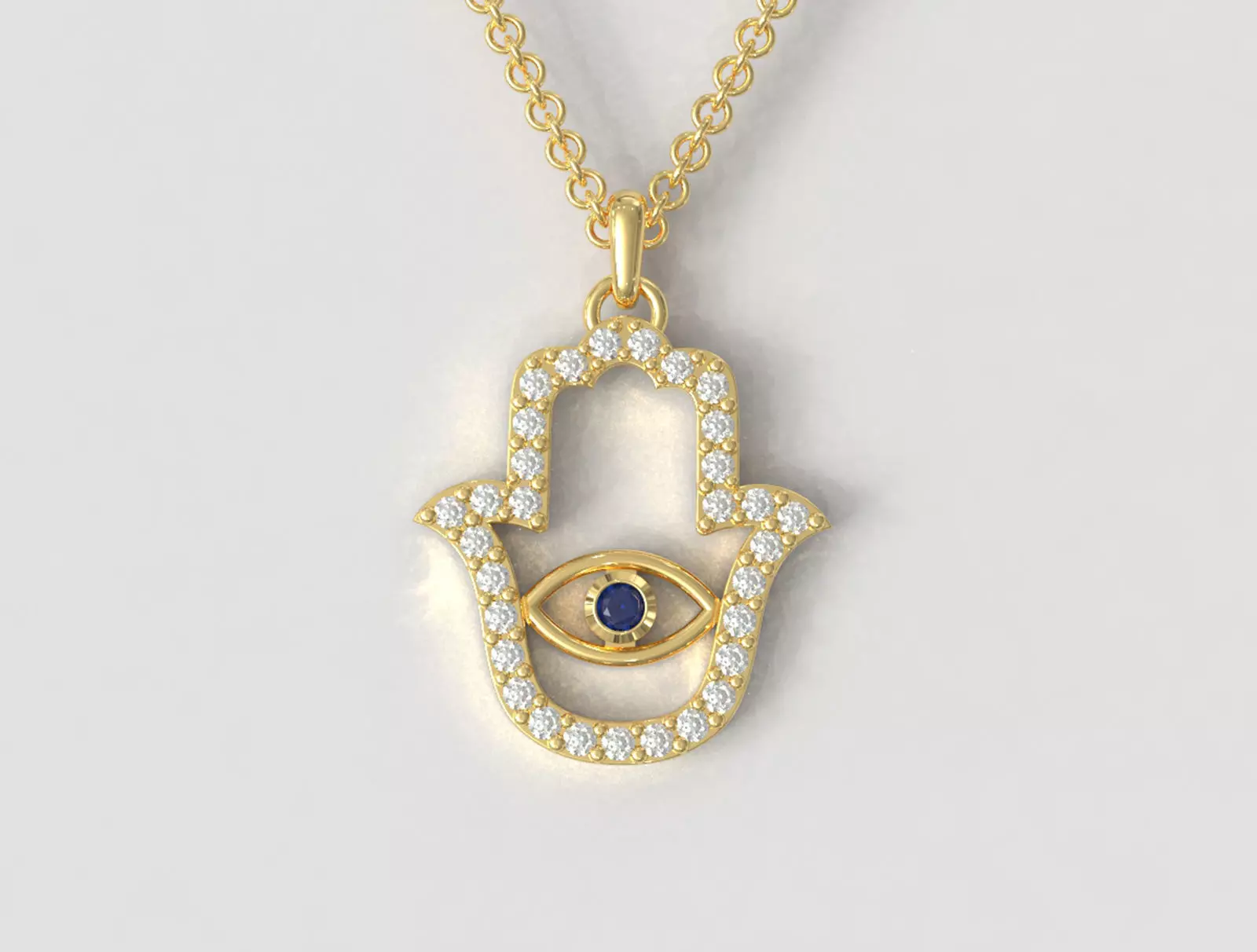 Hamsa Hand Pendant 3D print model_0