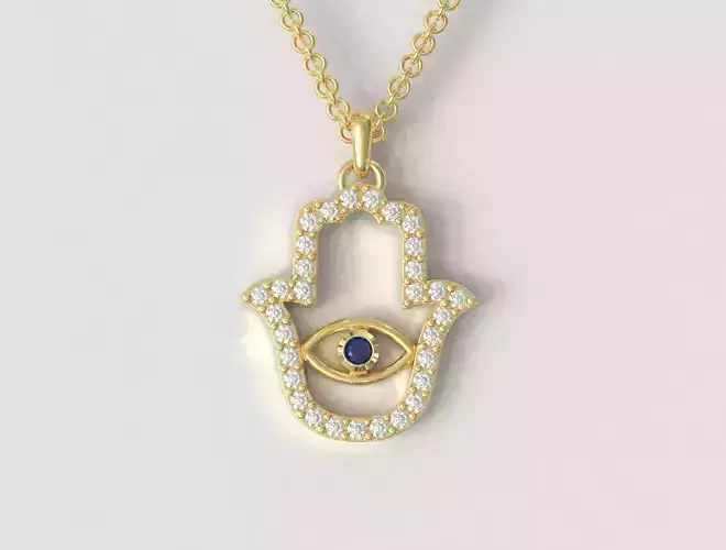 Hamsa Hand Pendant 3D print model